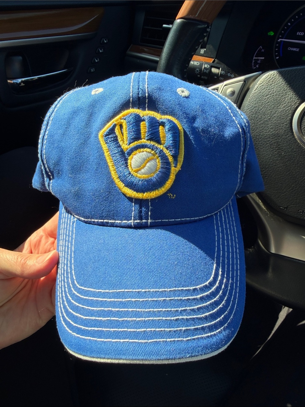 Milwaukee Brewers Embroidered Baseball Cap with Yellow Logo